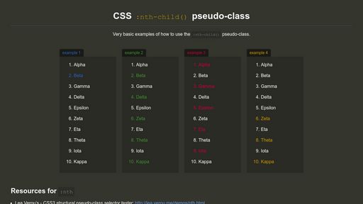 CSS :nth-child() pseudo-class - Script Codes