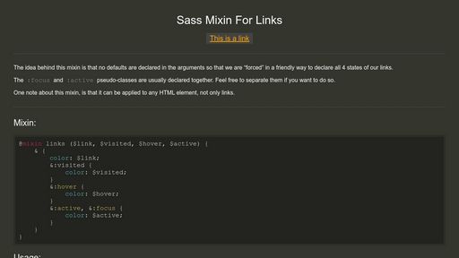 Sass Mixin for Links - Script Codes