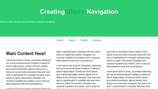 Sticky nav - demo from designmodo - Script Codes