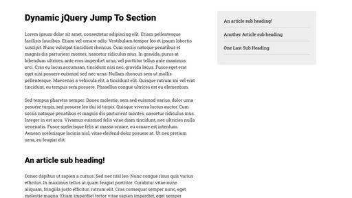 Dynamic jQuery Jump To Section - Script Codes