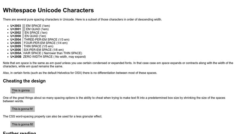 Unicode Whitespace Characters