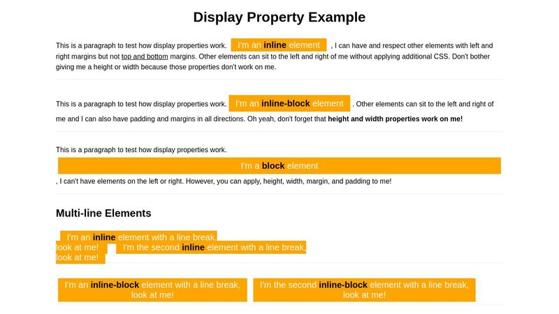 CSS Display Example
