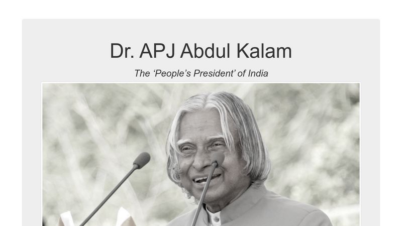 A Tribute Page - Dr. Apj Abdul Kalam