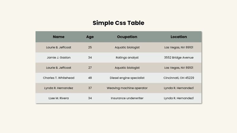 CSS TABLE