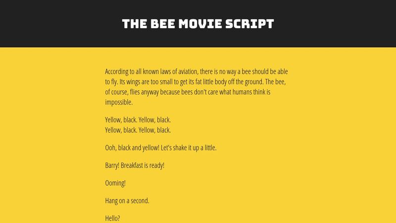 full bee movie script copy and paste