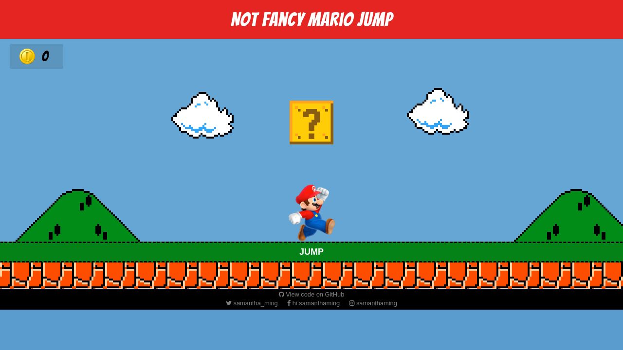 Not Fancy Mario Jump (Vue + CSS Animation @keyframes) Not Fancy Mario Jump (Vue + CSS Animation @keyframes)