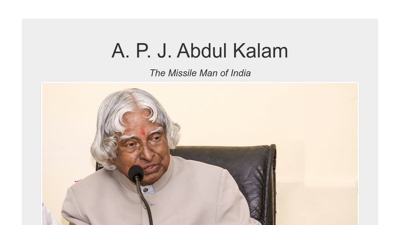 APJ Abdul Kalam - Tribute Page