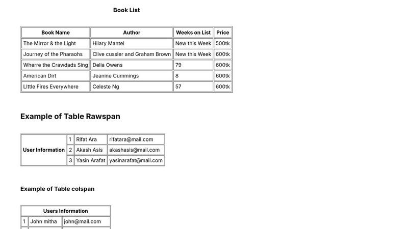 HTML table examples__selimurRaji