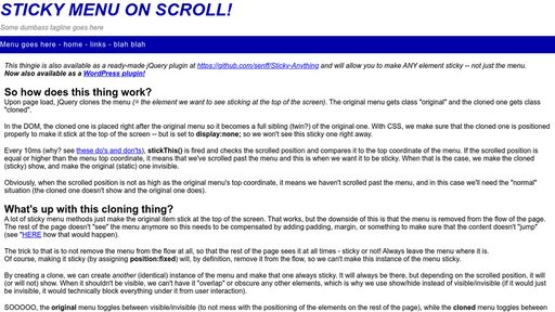 Sticky menu on scroll - Script Codes