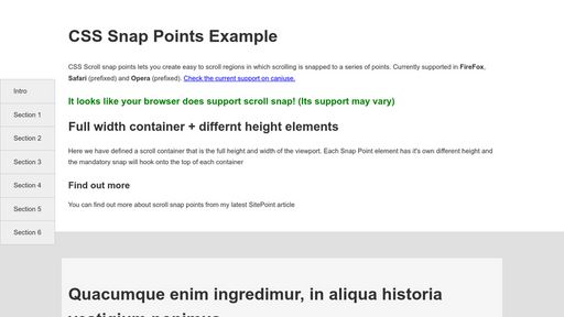 CSS Snap Scroll Points - Full Screen Scroller - Script Codes