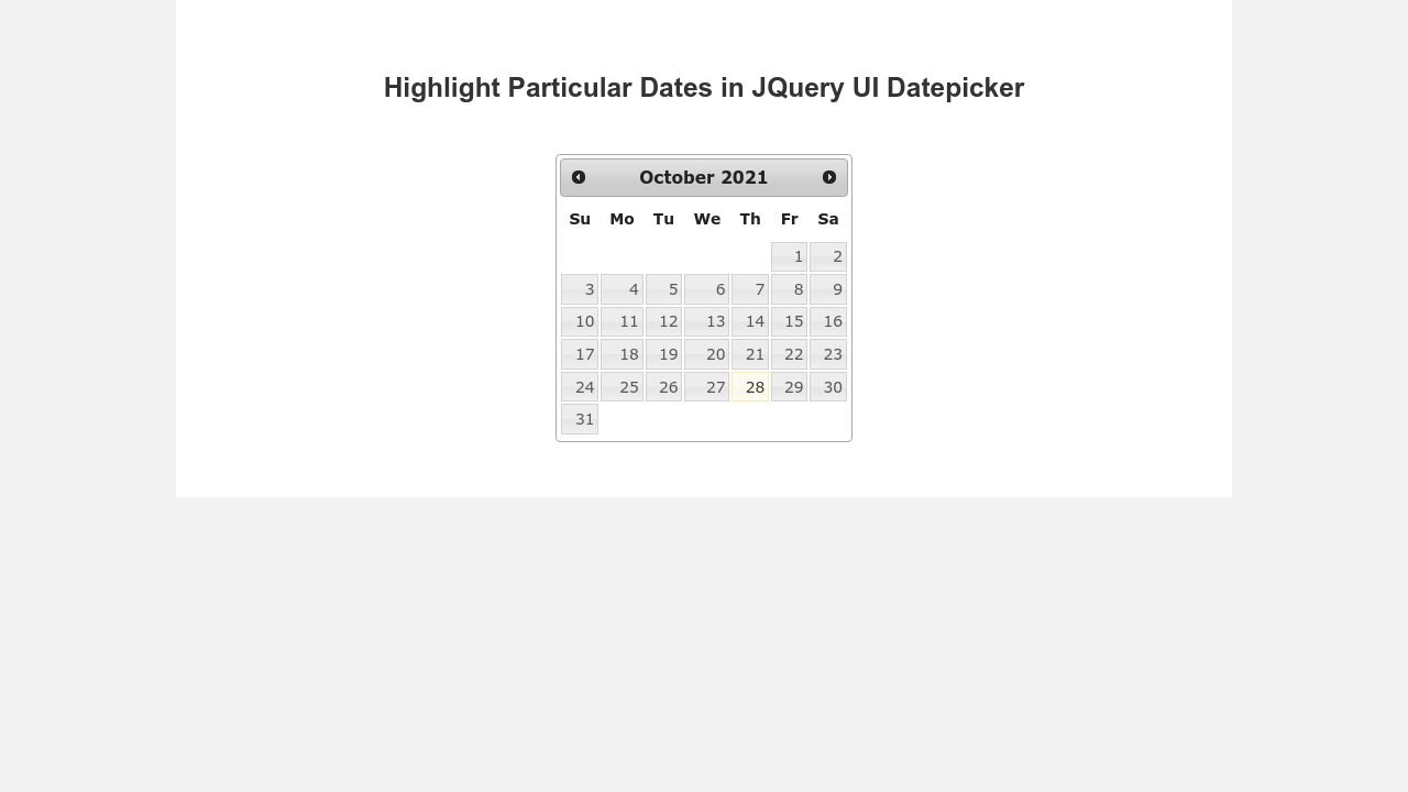 Datepicker highlight specific date