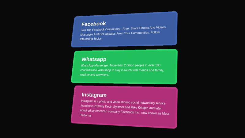 3D CARDS USING CSS