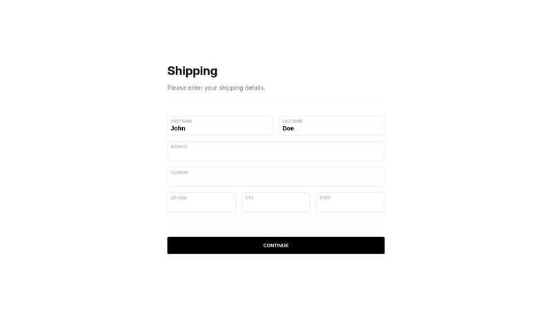 Shipping address form