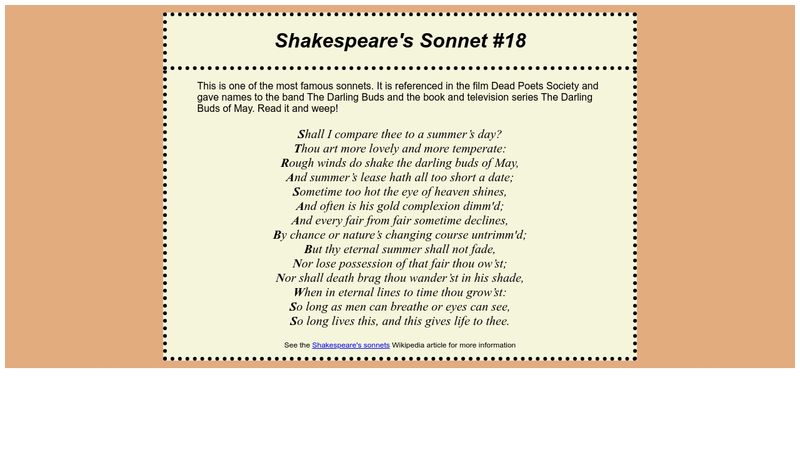 Shakespeare's Sonnet #18