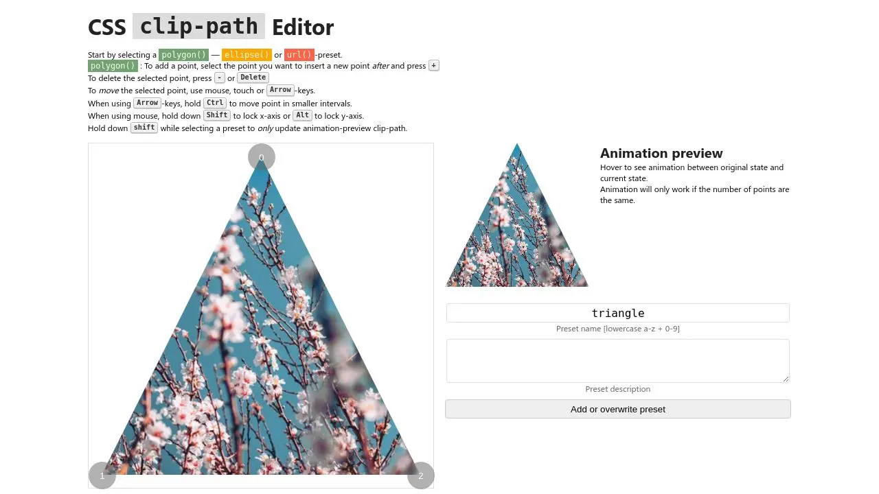CSS clip-path Editor CSS clip-path Editor