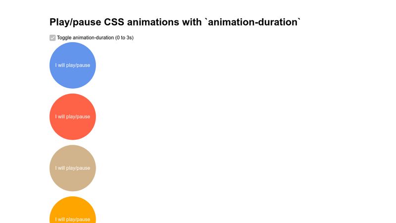Play/pause CSS animations toggle animationDuration