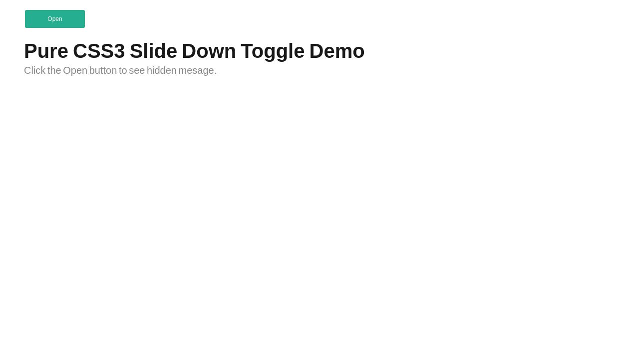 Pure CSS Slide Down Toggle Pure CSS Slide Down Toggle