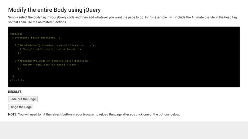 jQuery - .addClass() to body ()