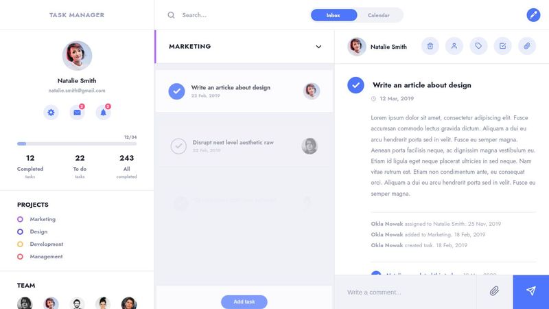 Task Manager UI with CSS Grid