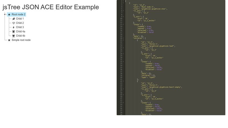 JsTree JSON ACE Editor Example