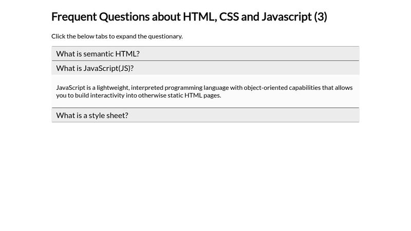 FAQ drop down list
