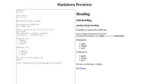 Markdown Previewer - Script Codes
