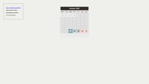 Calendar and Ordered Days List - Script Codes