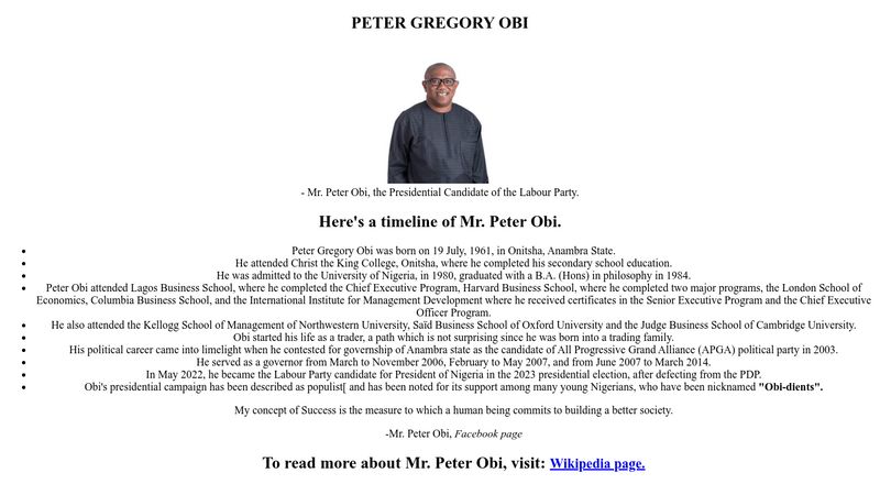 His Excellency, Mr. Peter Obi