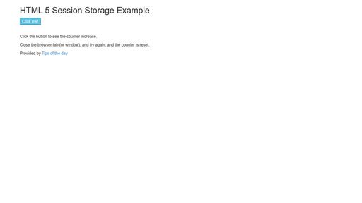 HTML 5 Session Storage Example - Script Codes
