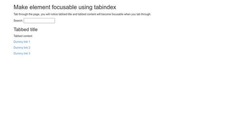 Make element focusable using tabindex - Script Codes