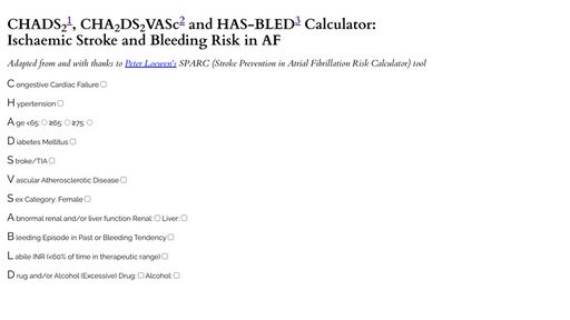 CHADSVASC HASBLED - Script Codes