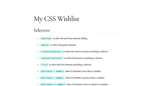 My CSS Wishlist - Script Codes
