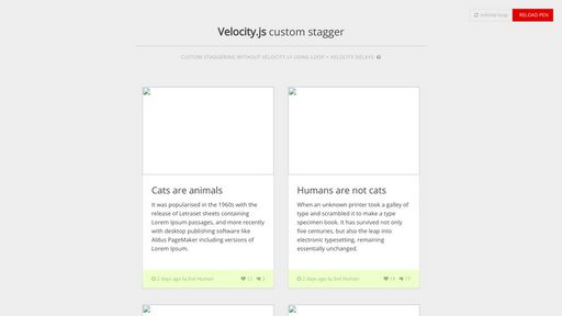 Velocity.js custom stagger - Script Codes
