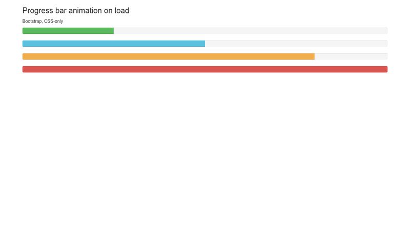 Progress bar animation on page load (bootstrap, css-only)