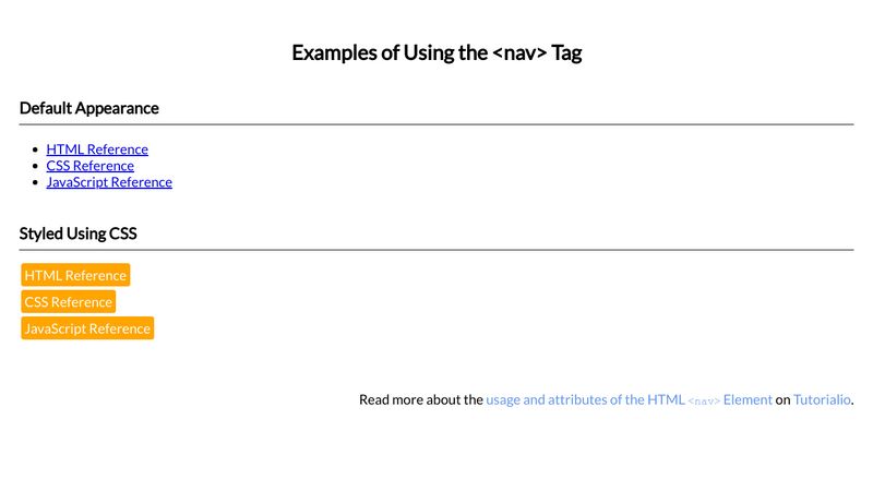 HTML Nav Tag