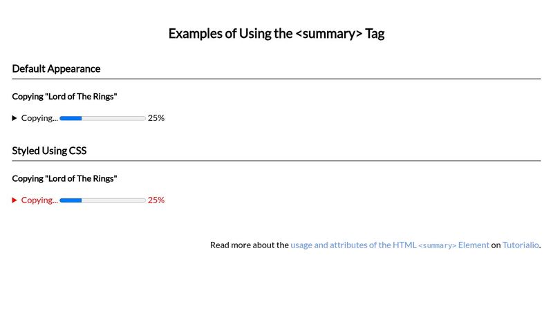 HTML summary Tag