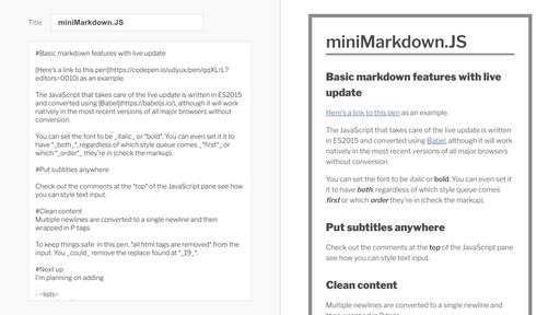 MiniMarkdown.JS - Script Codes