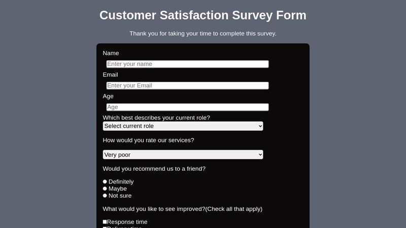 CodePen - Survey Form