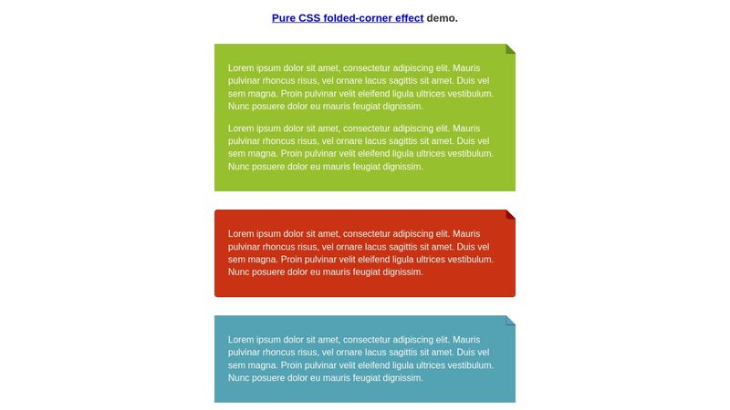 Pure CSS folded-corner effect