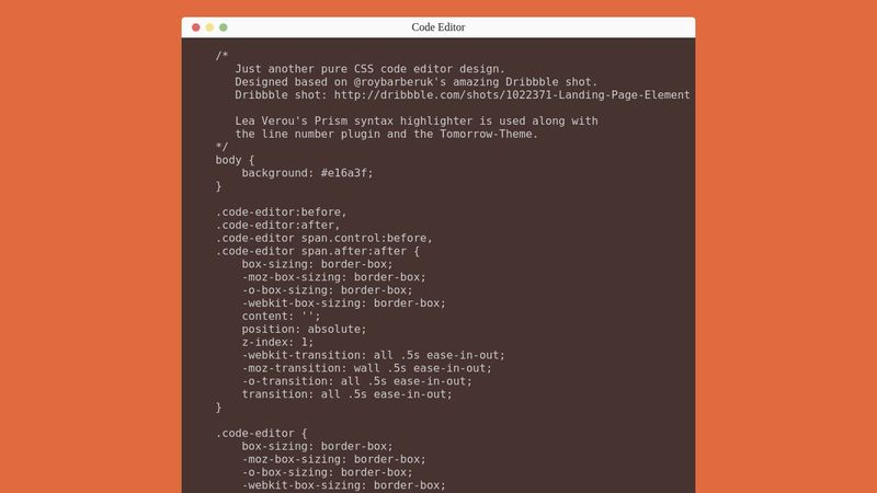Pure CSS Code Editor