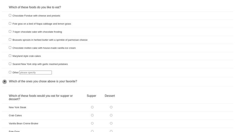 A CSS-based multiple choice with favorite