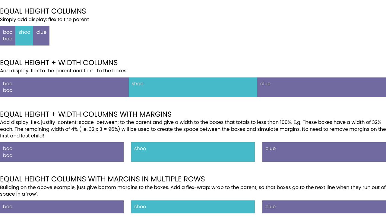 Equal Height and Width Columns using Flexbox