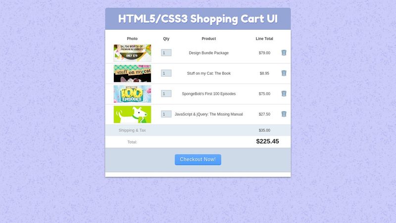 HTML5/CSS3 Shopping Cart Layout