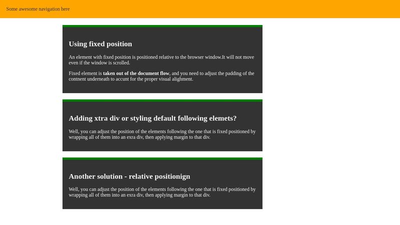 CSS - Fixed Position demo