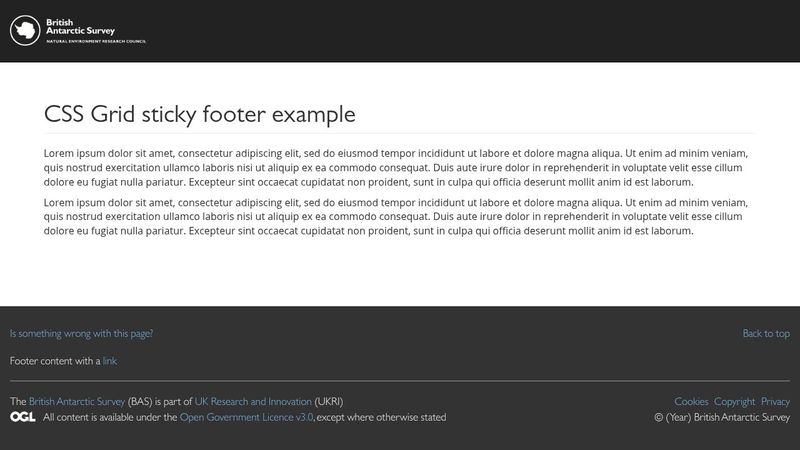 CSS Grid sticky footer - BAS Style Kit