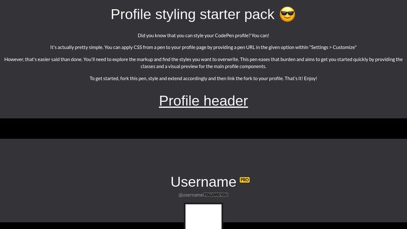 CodePen profile styling starter 😎