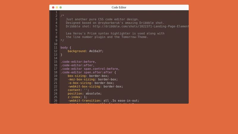 Pure CSS Code Editor