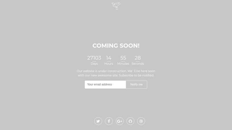Coming soon page with countdown