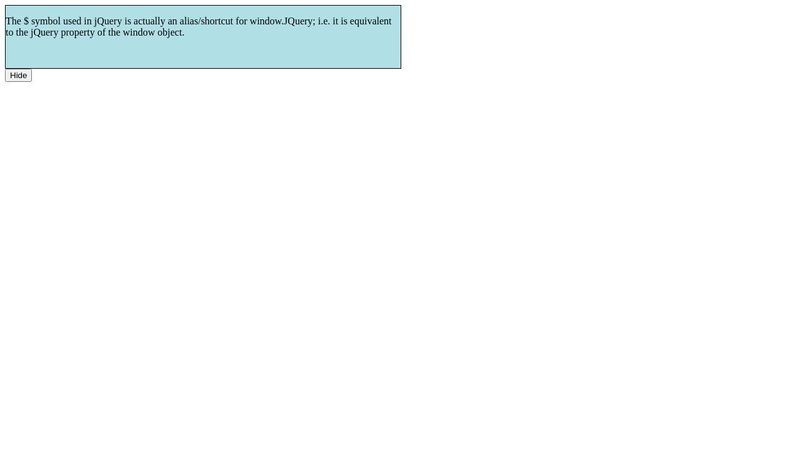 Simple jQuery Example 1 - Hide/show text toggler