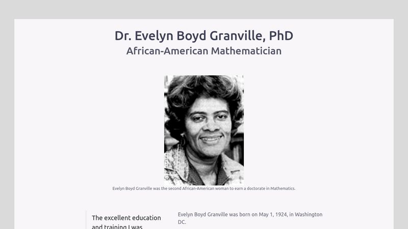 Tribute Page - Dr Evelyn Boyd Granville - V1